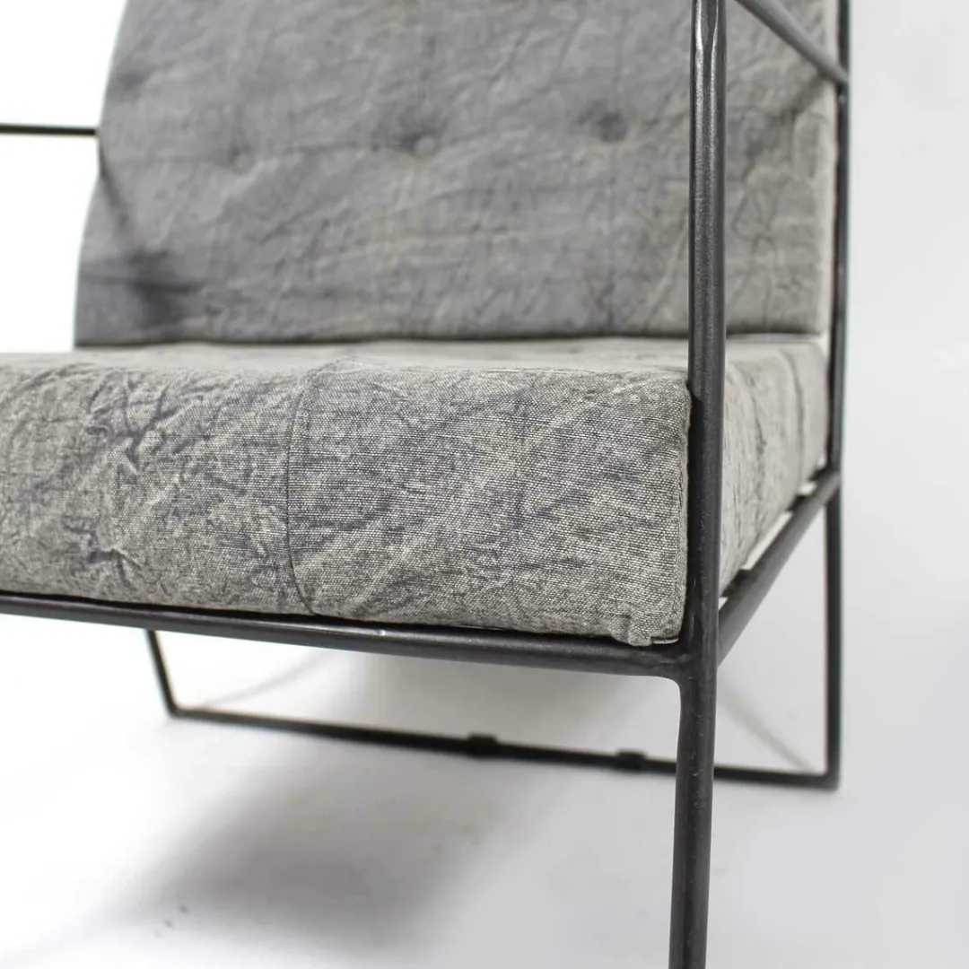 Fauteuil<Made in Meubles Fauteuil lounge en tissu bleu délavé armature métal