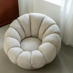 Fauteuil<Made in Meubles Fauteuil nuage en tissu écru Héléna