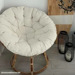 Fauteuil<Made in Meubles Fauteuil papasan en rotin avec coussin Rattan