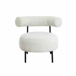 Fauteuil<Made in Meubles Fauteuil rond en tissu bouclette écru clair Maya