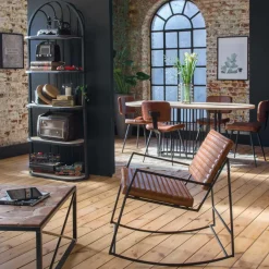 Fauteuil<Made in Meubles Fauteuil vintage en cuir marron Porto