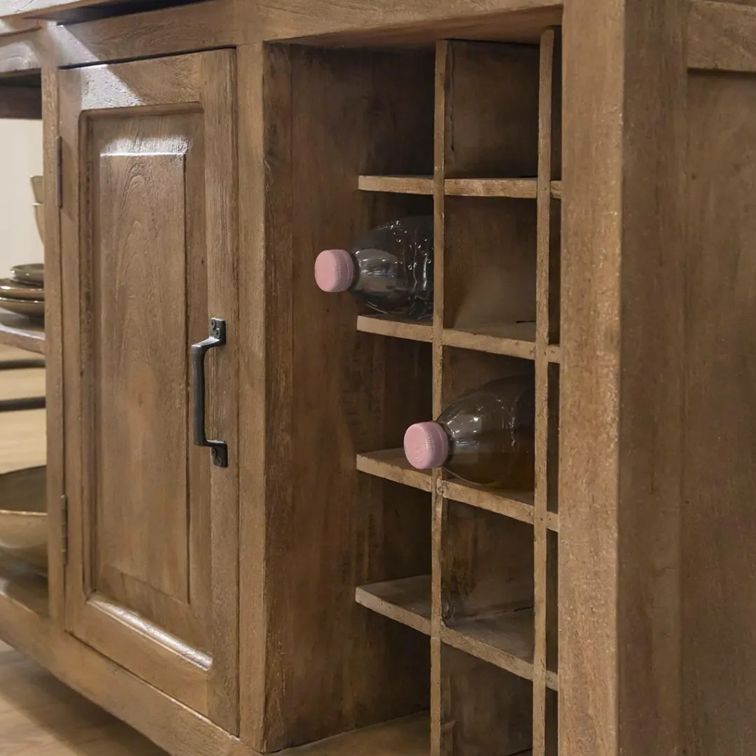 Meuble Bas|Ilot Central<Made in Meubles Ilot central en bois de manguier et plateau en marbre Paul