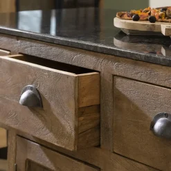 Meuble Bas|Ilot Central<Made in Meubles Ilot central en bois de manguier et plateau en marbre Paul