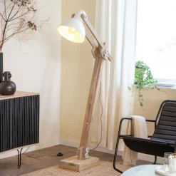 Lampe Sur Pied<Made in Meubles Lampe sur pied en bois de manguier et métal Martha