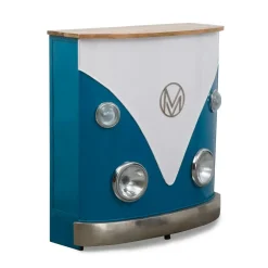 Meuble Bar<Made in Meubles Meuble bar bleu avec plateau en bois de manguier Combi