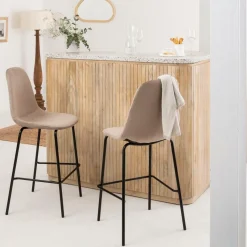 Meuble Bar<Made in Meubles Meuble bar en angle bois de manguier et terrazzo Lou