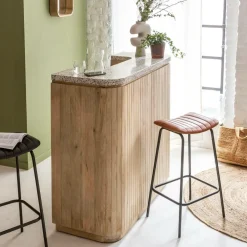 Meuble Bar<Made in Meubles Meuble bar en bois de manguier et terrazzo Lou