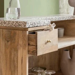 Meuble Bar<Made in Meubles Meuble bar en bois de manguier et terrazzo Lou