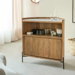 Meuble Bar<Made in Meubles Meuble bar en bois de manguier et marbre Adler