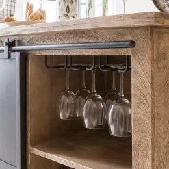 Meuble Bar<Made in Meubles Meuble bar en bois de manguier brossé et métal Helsinki