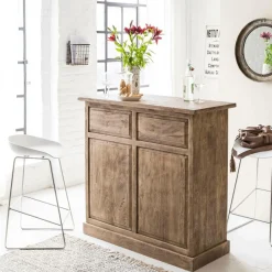 Meuble Bar<Made in Meubles Meuble bar en bois de manguier brossé et métal Helsinki