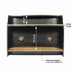 Meuble Bar<Made in Meubles Meuble bar noir avec plateau en bois de manguier Combi