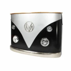 Meuble Bar<Made in Meubles Meuble bar noir avec plateau en bois de manguier Combi