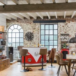 Meuble Bar<Made in Meubles Meuble bar rouge avec plateau en bois de manguier Combi