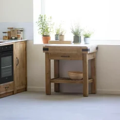 Ilot Central<Made in Meubles Meuble bas cuisine en bois recyclé Garance