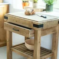 Ilot Central<Made in Meubles Meuble bas cuisine en bois recyclé Garance