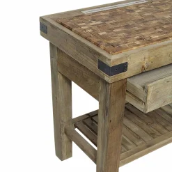 Ilot Central<Made in Meubles Meuble bas cuisine en bois recyclé Garance