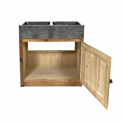 Meuble Bas<Made in Meubles Meuble bas de cuisine évier 2 vasques pierre bleue Champêtre