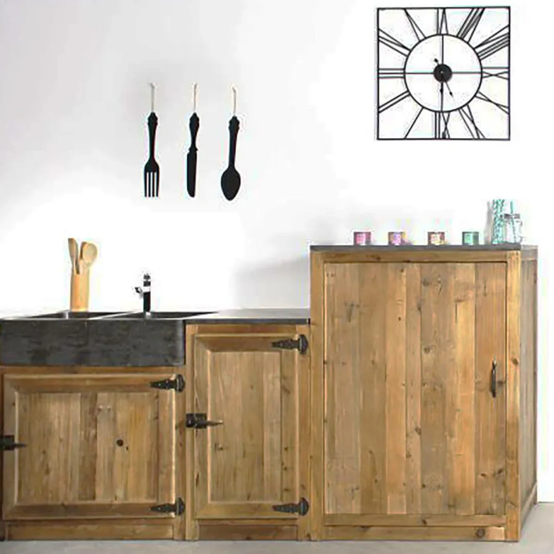 Meuble Bas<Made in Meubles Meuble bas de cuisine évier 2 vasques pierre bleue Champêtre