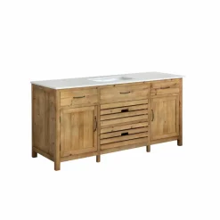 Meuble Bas<Made in Meubles Meuble de cuisine en vieux pin et marbre blanc Epure