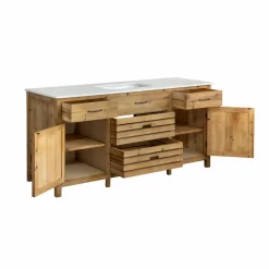 Meuble Bas<Made in Meubles Meuble de cuisine en vieux pin et marbre blanc Epure