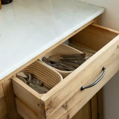 Meuble Bas<Made in Meubles Meuble de cuisine en vieux pin et marbre blanc Epure