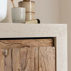 Meuble Sous Vasque<Made in Meubles Meuble sous vasque 2 portes en bois effet béton et bois recyclé Dalva