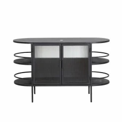 Meuble Sous Vasque<Made in Meubles Meuble sous vasque arrondi en métal et verre strié Elizabeth