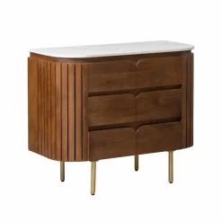 Meuble Sous Vasque<Made in Meubles Meuble sous vasque en bois de manguier et marbre Sienne