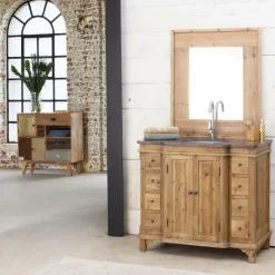 Meuble Sous Vasque<Made in Meubles Meuble sous vasque en bois recyclé Bianca