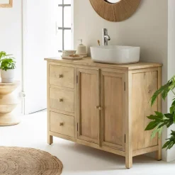 Meuble Sous Vasque<Made in Meubles Meuble sous vasque en bois de manguier blanchi Ronan
