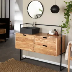 Meuble Sous Vasque<Made in Meubles Meuble sous vasque en bois d'acacia et métal Ninon