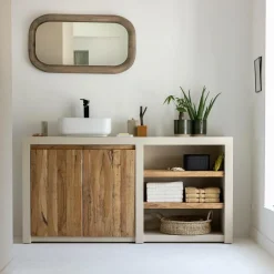 Meuble Sous Vasque<Made in Meubles Meuble sous vasque en bois effet béton et bois recyclé Dalva