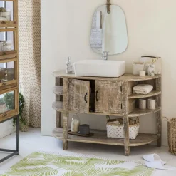 Meuble Sous Vasque<Made in Meubles Meuble sous vasque en bois de manguier blanchi Sienna