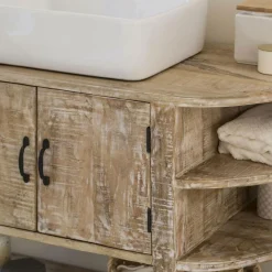 Meuble Sous Vasque<Made in Meubles Meuble sous vasque en bois de manguier blanchi Sienna