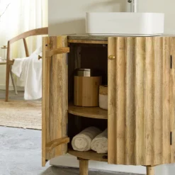 Meuble Sous Vasque<Made in Meubles Meuble sous vasque en bois de manguier et terrazzo Bao