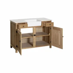 Meuble Sous Vasque<Made in Meubles Meuble sous vasque en bois recyclé et marbre Lizon