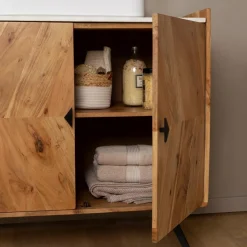Meuble Sous Vasque<Made in Meubles Meuble sous vasque en bois d'acacia et marbre Aloé