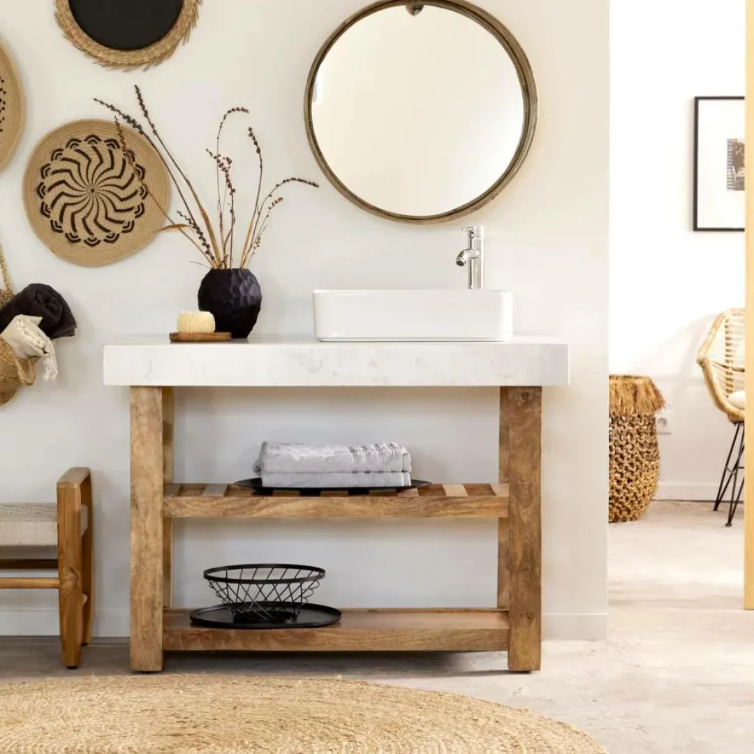 Meuble Sous Vasque<Made in Meubles Meuble sous vasque en marbre et bois Louca