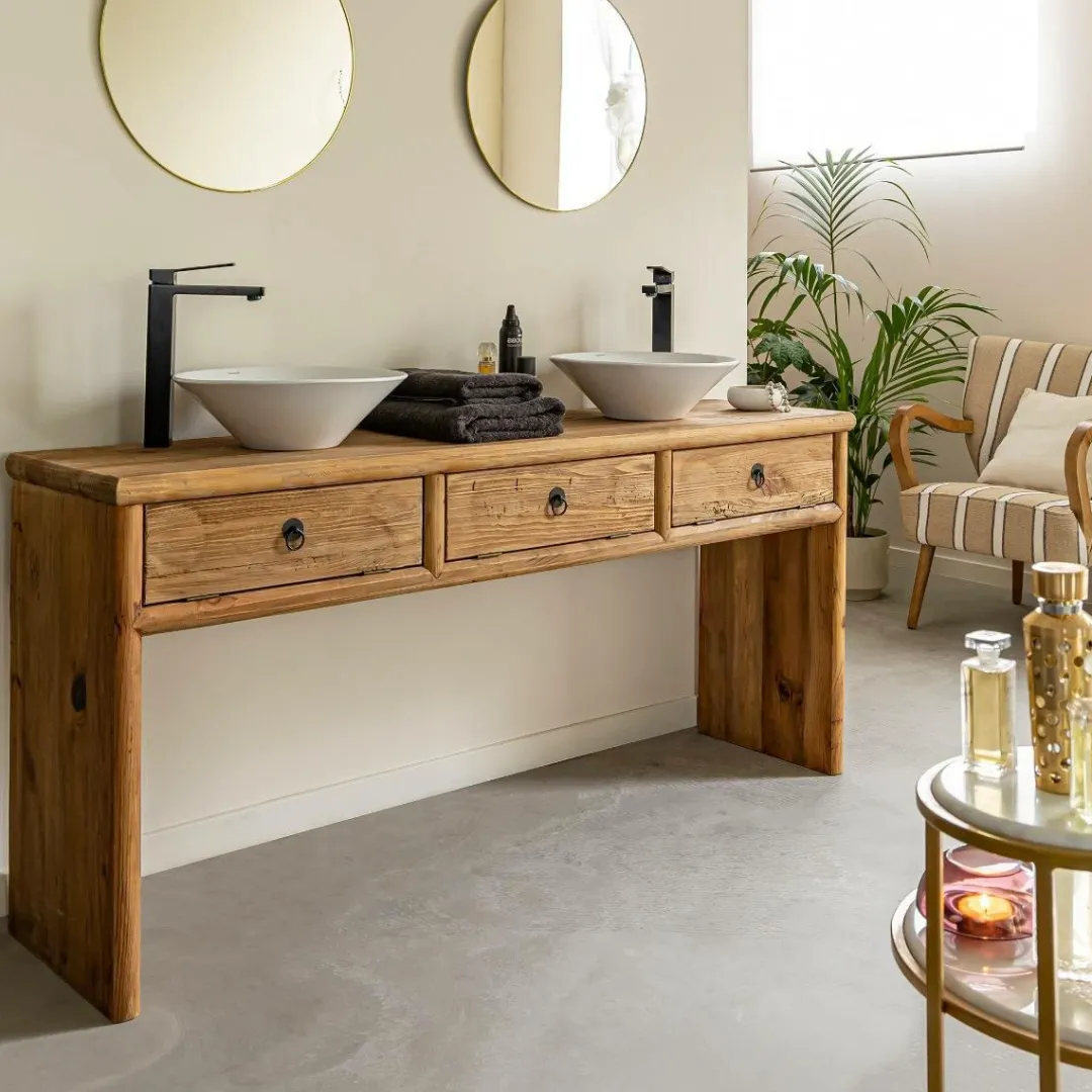 Table Console|Meuble Sous Vasque<Made in Meubles Meuble sous vasque en pin recyclé Blaise