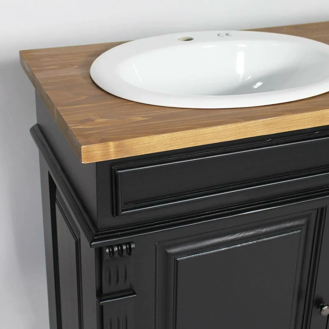 Meuble Sous Vasque<Made in Meubles Meuble sous vasque en pin massif noir 150 cm Manel