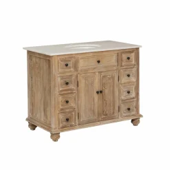 Meuble Sous Vasque<Made in Meubles Meuble sous vasque en vieux pin et marbre blanc Octavie