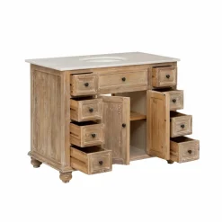 Meuble Sous Vasque<Made in Meubles Meuble sous vasque en vieux pin et marbre blanc Octavie