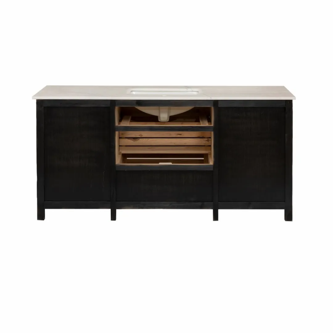 Meuble Sous Vasque<Made in Meubles Meuble sous vasque en vieux pin et marbre blanc Nils