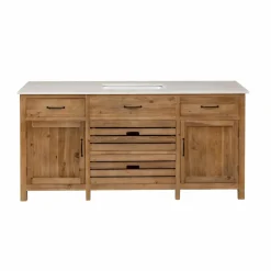 Meuble Sous Vasque<Made in Meubles Meuble sous vasque en vieux pin et marbre blanc Nils