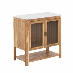 Meuble Sous Vasque<Made in Meubles Meuble sous vasque vitré en bois d'acacia et marbre Emyr