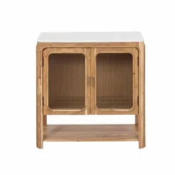 Meuble Sous Vasque<Made in Meubles Meuble sous vasque vitré en bois d'acacia et marbre Emyr