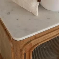 Meuble Sous Vasque<Made in Meubles Meuble sous vasque vitré en bois d'acacia et marbre Emyr