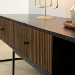 Meuble Tv<Made in Meubles Meuble TV arrondi en bois de manguier et métal Ysé