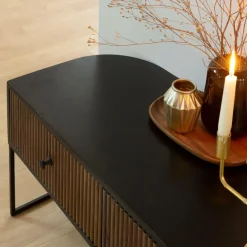 Meuble Tv<Made in Meubles Meuble TV arrondi en bois de manguier et métal Ysé